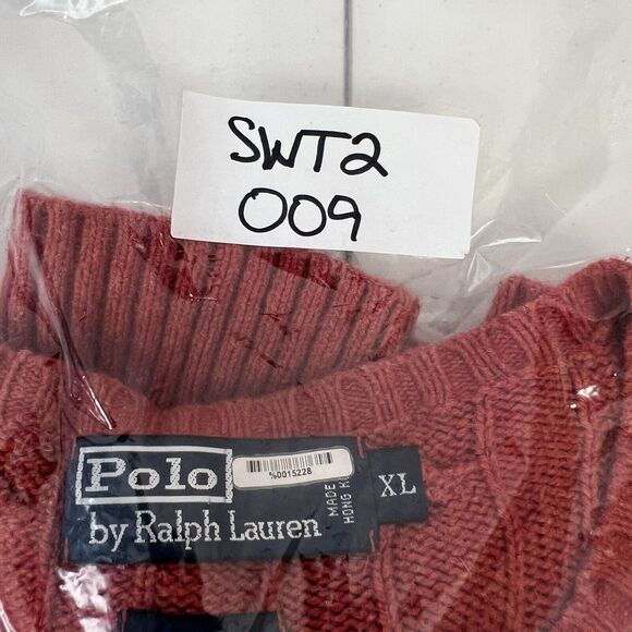 Vtg Polo Ralph Lauren Sz XL Cable Knit Sweater Silk Orange Logo Pullover Jumper - Picture 6 of 6